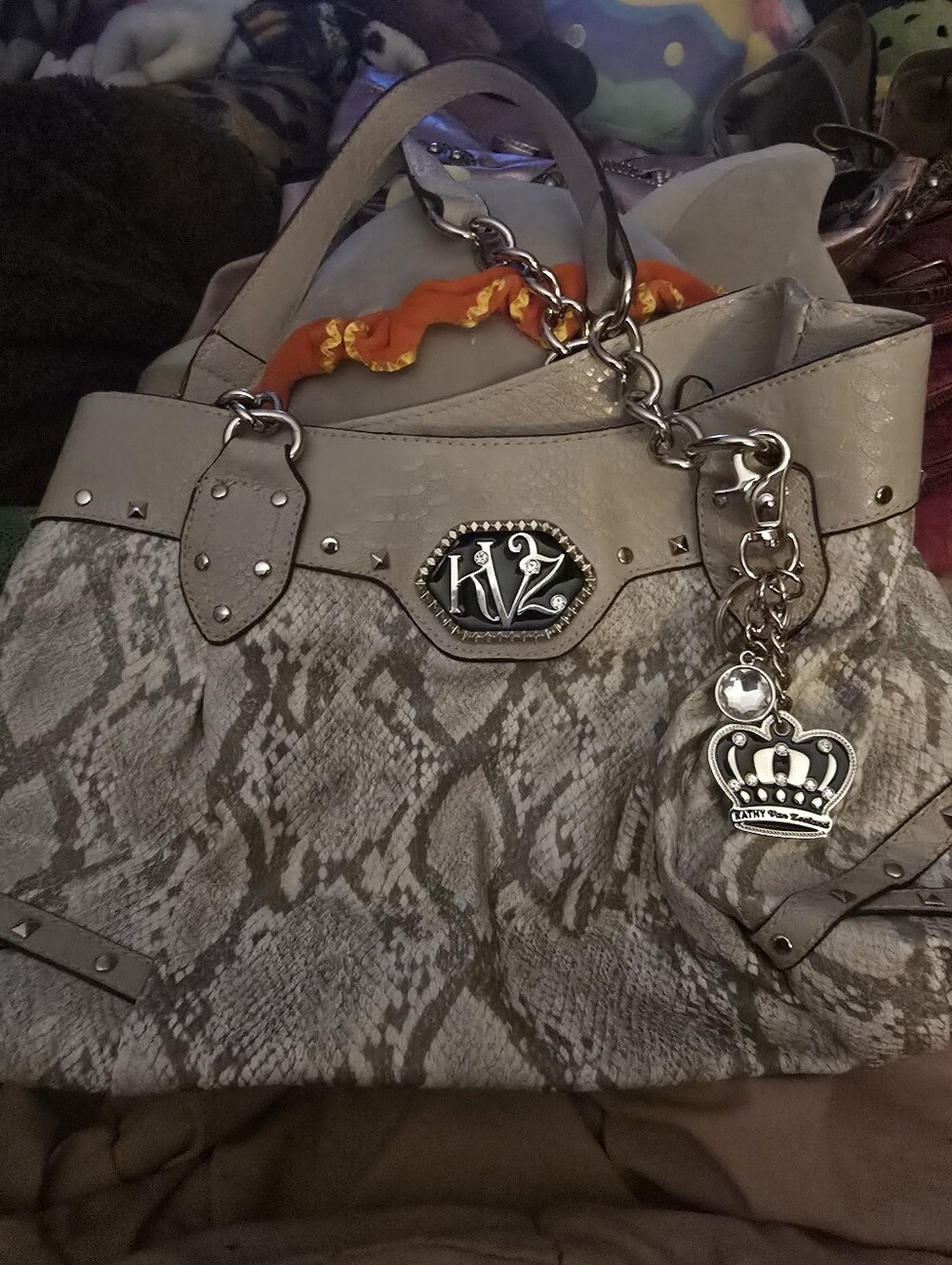 Kathy Van Zeeland Snake Print Handbag Purse